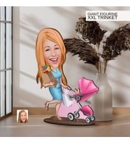 BK Gift Kişiye Özel Ev Hanımı Karikatürlü Büyük Boy Ahşap Biblo-1 Arkadaşa Hediye , Sevgiliye Hediye, Kişiye Özel Biblolar
