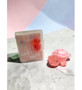 Mini Anahtarlıklı Not Defteri (5x4 cm) ve Sevimli Kaplumbağa Figür (5x4 cm) - Pembe
