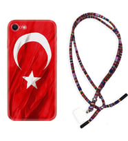 Apple iPhone 5 6 7 8 Plus Se XR Kılıf Boyun Asklı Rasta Silikon Şanlı Türk Bayrağı 4 1401