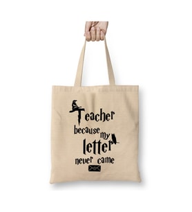 Teacher Because Yazılı Öğretmenler Günü Beyaz Bez Çanta Uzun Saplı Alışveriş Çantası Plaj Çantası