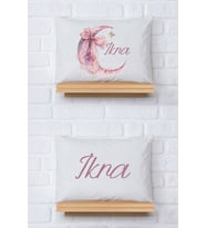 Pia Baby Premium %100 Pamuk İkili İsim Yazılı Kız Bebek Yastık Kılıfı – 35x45 cm Organik Baskı 5065-13 (Ekru)