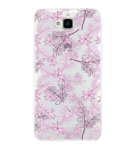 Huawei Y6 Pro Uyumlu Kapak Floral Pudra Tasarımlı Şeffaf Silikon Kılıf