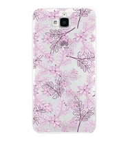 Huawei Y6 Pro Uyumlu Kapak Floral Pudra Tasarımlı Şeffaf Silikon Kılıf