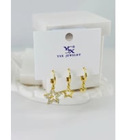 Zirkon Taşlı Üçlü Kombin Küpe - Kp00389