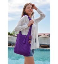 Chuba Kadın Triko Örgü Omuz Askılı İçi Astarlı Shopper Gündelik El&Omuz Ve Plaj Çantası Mor CHAX801