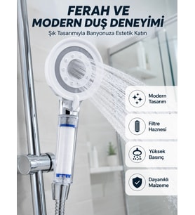 Mineral Taşlı Filtreli Duş Başlığı Güçlü Su Basınçlı Banyo Başlığı