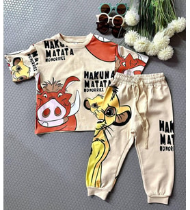 HAKUNA MATATA EŞOFMAN TİŞORT TAKIMI BEJ