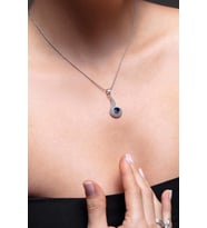 Damla Model Hasır Telkari El İşçiliği Gümüş Kolye (Safir)