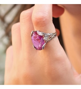 14k Altın Pembe Topaz Taşlı Yüzük