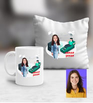 Kişiye Özel Karikatürlü Psikolog Kupa ve Yastık Hediye Seti Kadın Psikologa Tıp Bayramı Hediyesi (Beyaz)