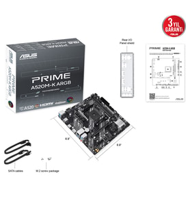 ASUS PRIME A520M-K ARGB DDR4 HDMI-DP PCIE 4.0 AM4 mATX