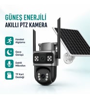 IO-777 Solar AOV 4G SIM Kartlı Çift Lensli PTZ Güvenlik Kamerası – Güneş Panelli, Gece Görüşlü, Sesli