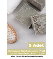 Lüks %100 Doğal Güzel Kokulu El Yüz Saç Vücut Cilt Orijinal Bitkisel Termal Kil Sabunu 100G - 5 Adet