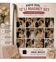 12'li Kare Fotoğraf Magneti Düğün Fotoğrafları Kişiselleştirilebilir Gelin Damat Anı Hediye Seti