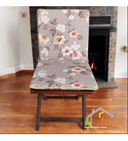 40x80 Çiçek Desenli Saten Fermuarlı Bağcıklı Biyeli Sırtlı Sandalye Minderi 3 cm (Açık Kahverengi)