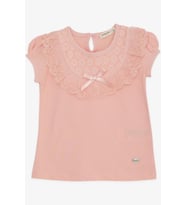 Breeze Kız Çocuk Tişört Dantelli 1.5-5 Yaş, Somon