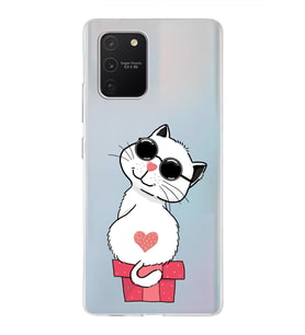 Samsung Galaxy S10 Lite Uyumlu Kapak Cool Cat Tasarımlı Şeffaf Silikon Kılıf