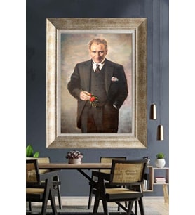 Gümüş Çerçeveli Atatürk Tablo za217