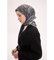 Dört Mevsim Antik Motif Viskon Velora Eşarp 6419 (Füme-Gri)