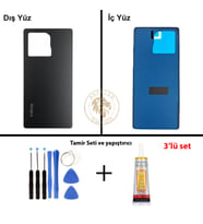 Infinix Note 50 Siyah Uyumlu Arka Kapak + Yapıştırıcı ve Vida Seti Arka Cam Batarya Pil Kapağı