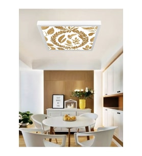 Gold Baskı Avize, 60x60 kare, 60watt, homojen aydınlatma, modern ev avize, Lüks Led avize modelleri,