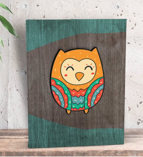 BK Gift Baykuş Tasarımlı Dekoratif Mini Kanvas Tablo 15x20cm-4