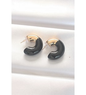 CCB Siyah Gold Çift Renk Küpe - TJ-BKP8875
