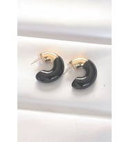 CCB Siyah Gold Çift Renk Küpe - TJ-BKP8875