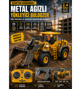 Uzaktan Kumandalı Metal Ağızlı Yükleyici Buldozer Işıklı Sesli 2.4GHz Full Fonksiyon İş Makinesi