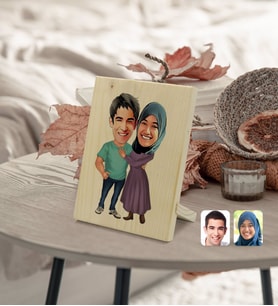 BK Gift Kişiye Özel Sevgililer Karikatürlü Dekoratif Ahşap Çerçeve Model 61