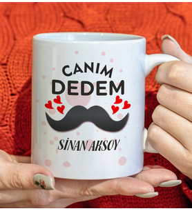 BK Gift Kişiye Özel Canım Dedem Tasarımlı Beyaz Kupa Bardak, Doğum Günü Hediyesi