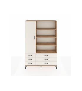 Arges Gardrop 8 Raflı 6 Çekmeceli Tek Kapaklı  132x30x195 Çam-Aytaşı