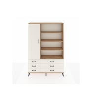 Arges Gardrop 8 Raflı 6 Çekmeceli Tek Kapaklı  132x30x195 Çam-Aytaşı