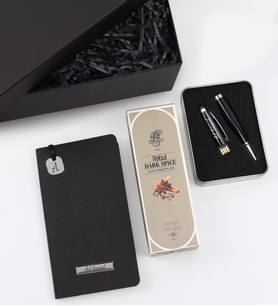 Kişiye Özel 32 GB Usb Siyah Touch Kalem & Rebul Erkek Kolonyası & Yumuşak Kapaklı Not Defteri Hediye Seti