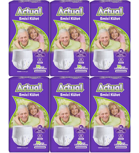 Actual Emici Külot Yetişkin Bezi XL - Extra Large - Ekstra Büyük (Islaklık Göstergeli) 180 Adet