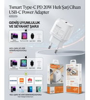 Tsmart Type-C PD 20W Hızlı Şarj Adaptörü, USB-C Güç Adaptörü, iPhone 17/16/15/14/13 Serisi, Samsung, Xiaomi, Huawei, Oppo, iPad Uyumlu Seyahat ve Ev Şarj Cihazı