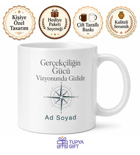 Realist Düşünenlere Ayakları Yere Basan Gerçekçi Vizyon Kupa Bardak Hediye
