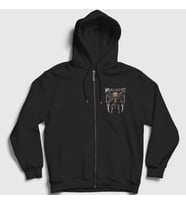 Presmono Unisex Siyah Rust Megadeth Fermuarlı Kapüşonlu Sweatshirt 65991tt