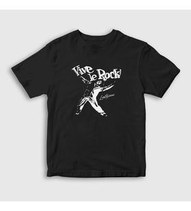 Presmono Unisex Çocuk Siyah Vive Le Rock Little Richard T-Shirt 462192tt