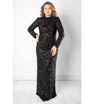 Pul Payet Abiye Elbise Siyah MDA2539