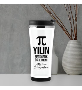 Yılın Matematik Öğretmeni İsme Özel Termos Mug (Beyaz)
