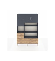 Arges Dolap 9 Raflı 6 Çekmeceli 3 Kapaklı 132x30x195 Antrasit-Antrasit/Çam
