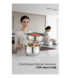 2 Katlı Japon Çeliği Buharlı Pişirme Tenceresi – Yemek Sanatı