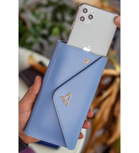 Envelope Telefon ve Bozuk Para Bölmeli Zarf Model Kadın Cüzdan Bebe Mavisi