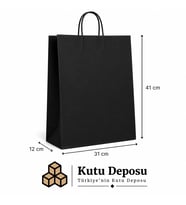 31x41x12 cm Kraft Siyah Poşet (25 ADET)