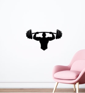 BK Home GYM Tasarımlı Ahşap Duvar Süsü-4 (Siyah)