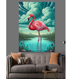 Pembe Flamingo Zarif Kuş Dekoratif Kanvas - Mdf Ahşap Tablo