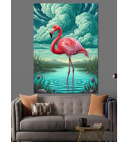 Pembe Flamingo Zarif Kuş Dekoratif Kanvas - Mdf Ahşap Tablo