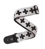 Planet Waves T20W1509 Woven Gitar Askısı - Checkered Crosses (Aksesuar)  Yüksek Kaliteli Jakarlı Dokuma, Damalı Haç Desenli Tasarım, Güvenli Deri Uçlar ve Ayarlanabilir Uzunluk