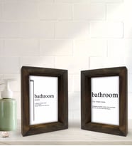 Bk Gift Banyo Dekoratif 2'li Doğal Masif Ahşap Çerçeve 15x20cm-6 (Beyaz)